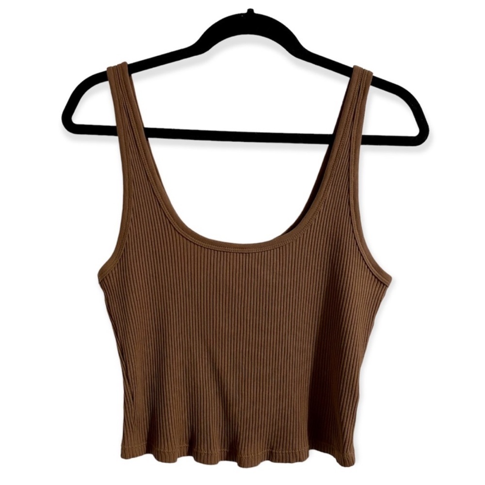 NWOT Brown Ribbed Cropped Tank Top